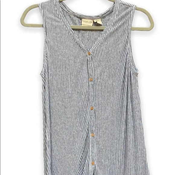 Rachel Zoe Linen Blue & White Stripe Tie Front Sleeveless Top Womens Size Large - Picture 4 of 13